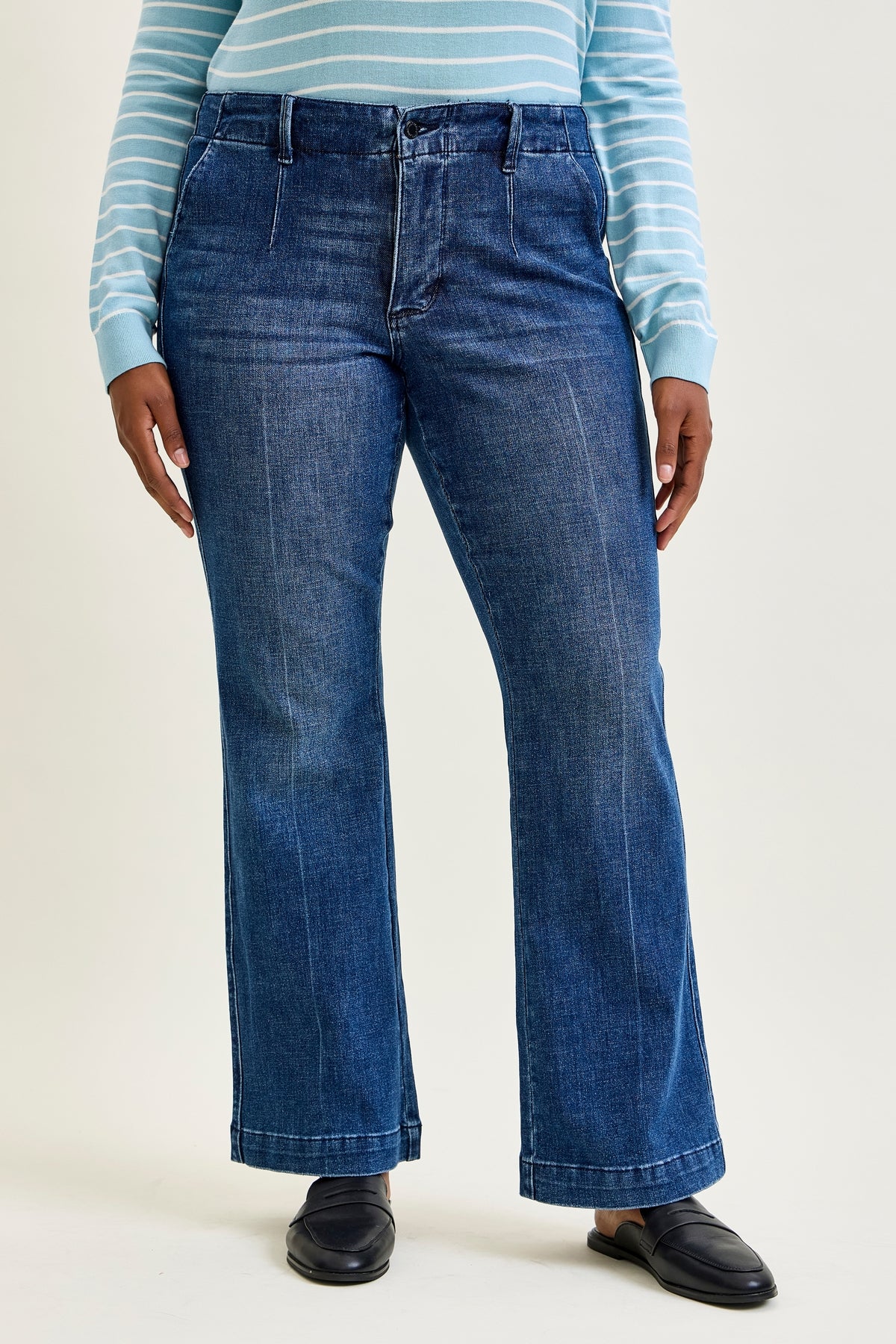 Kathy Mid Rise Bootcut Trousers with TC & Welt Pockets - PLUS