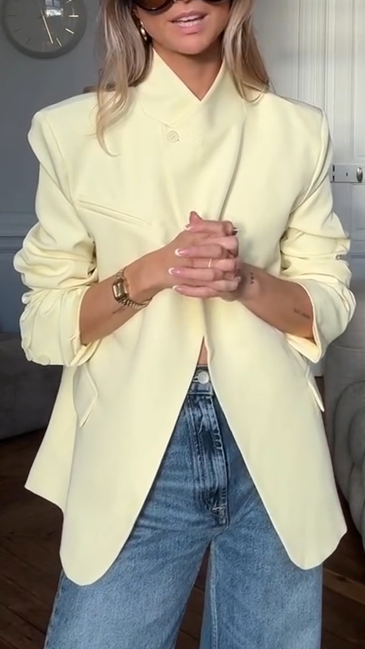 Women Round Neck Solid Color Casual Top