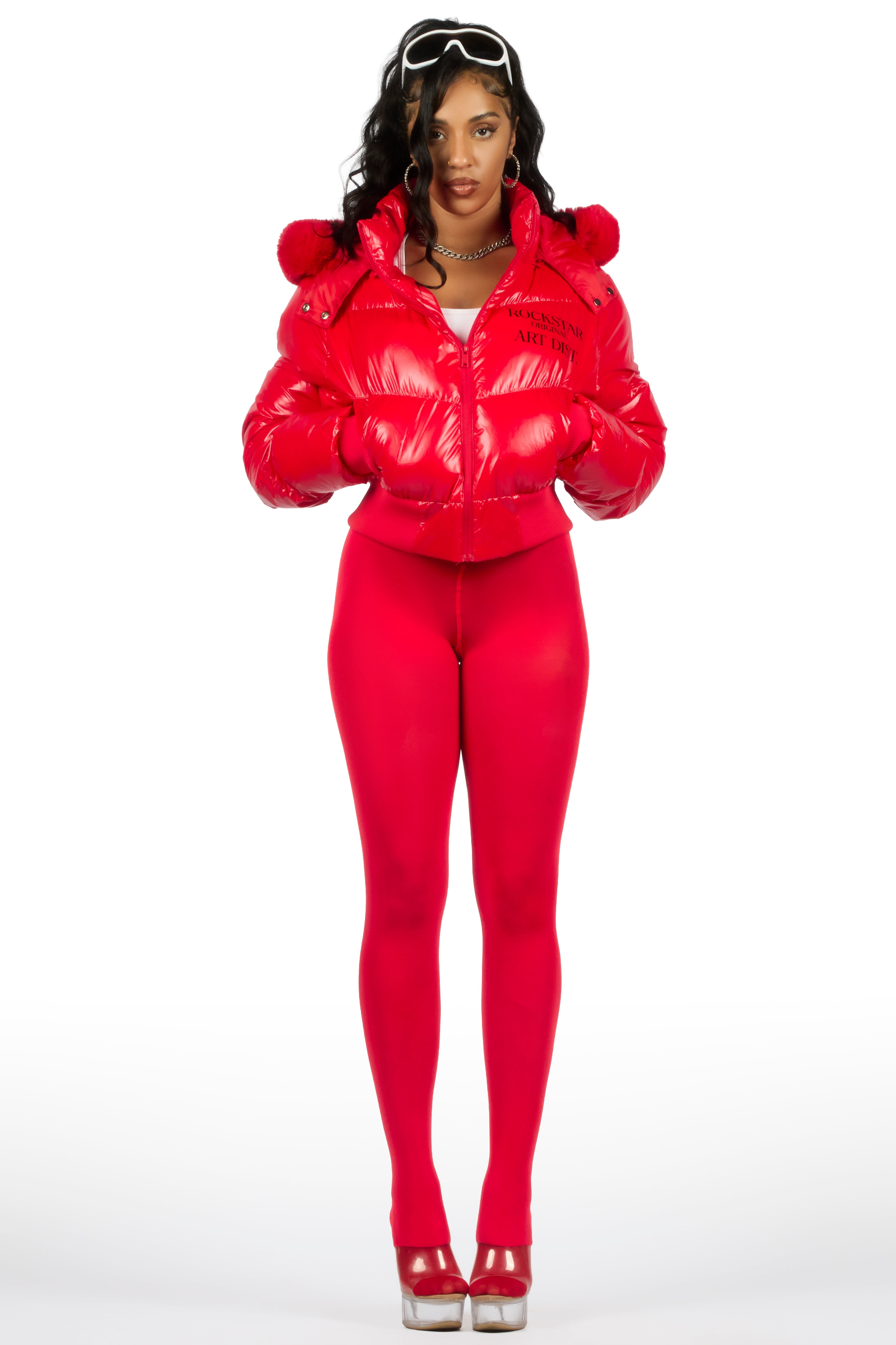 Destina Red Puffer Jacket