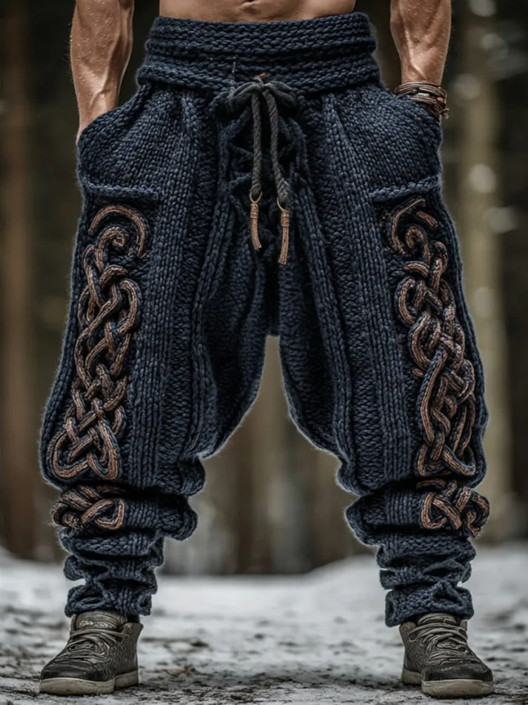 Men's Viking Tribal Celtic Knot Pattern Art Knit Pants