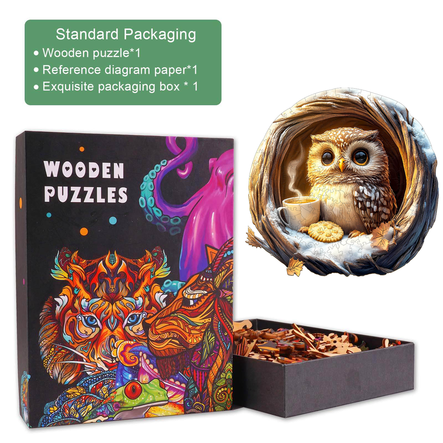 3D Cave Cute Owl Wooden Jigsaw Puzzle