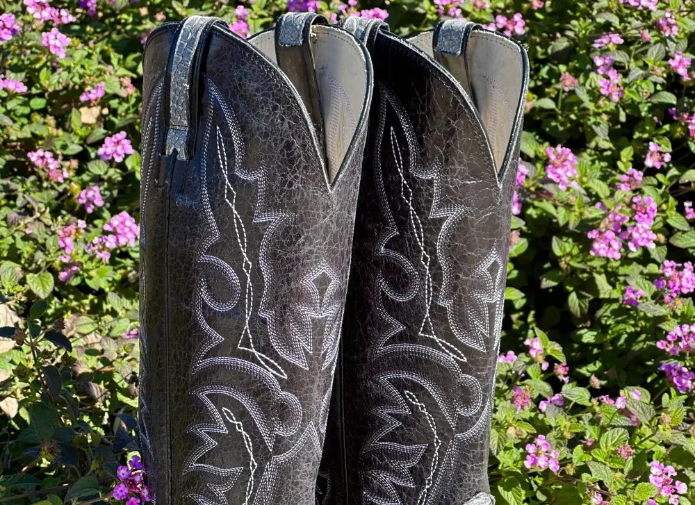 Mens Gray Python With Black Shaft Leather Boots