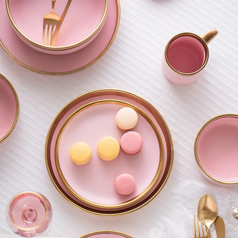 Pink & Gold Porcelain Dinnerware