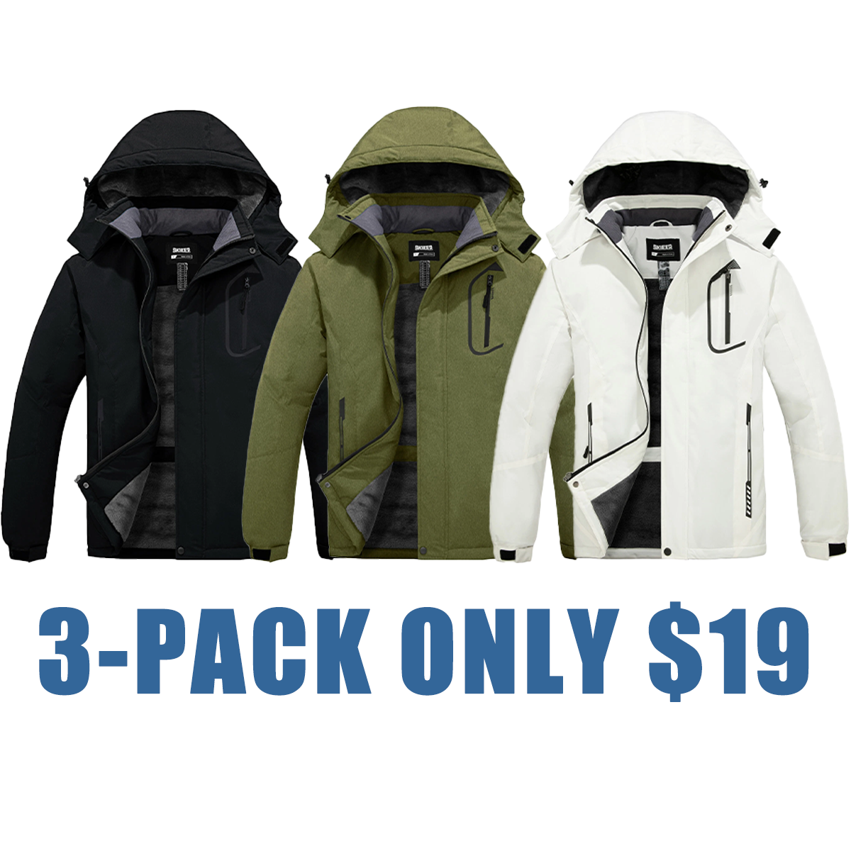 Skieer Men's Mountain Waterproof Ski Jacket Winter Rain Jacket Warm Snow Coat