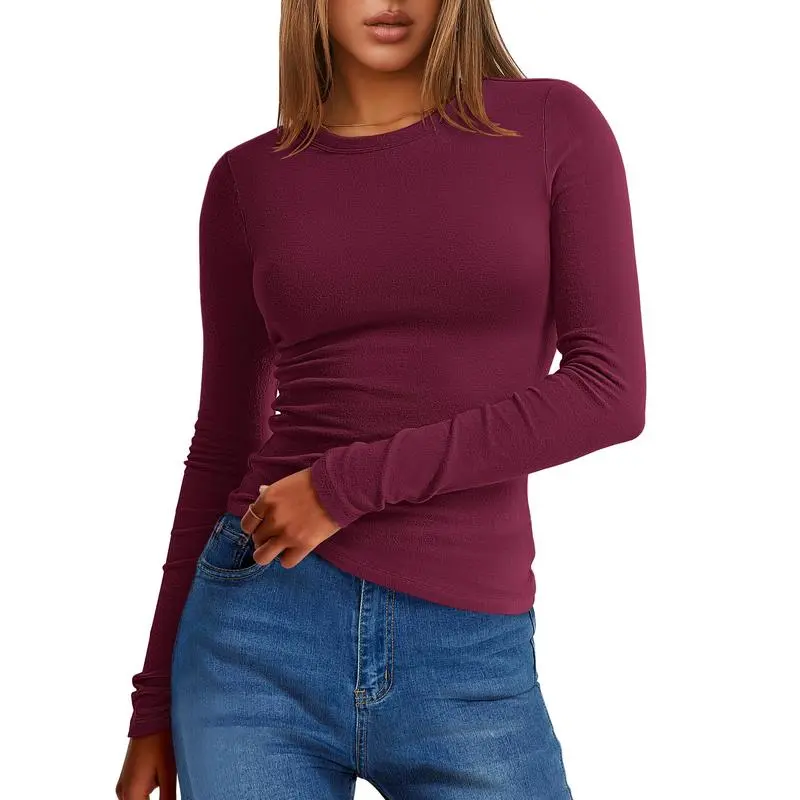 Women’s Slim Fit Thermal Long Sleeve Tee – Fall/Winter Warm Basic Top