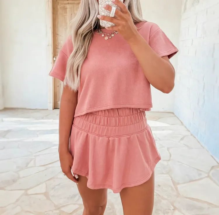 Summer Essential: Women's Checkerboard Tee & Ruffle Skort Set