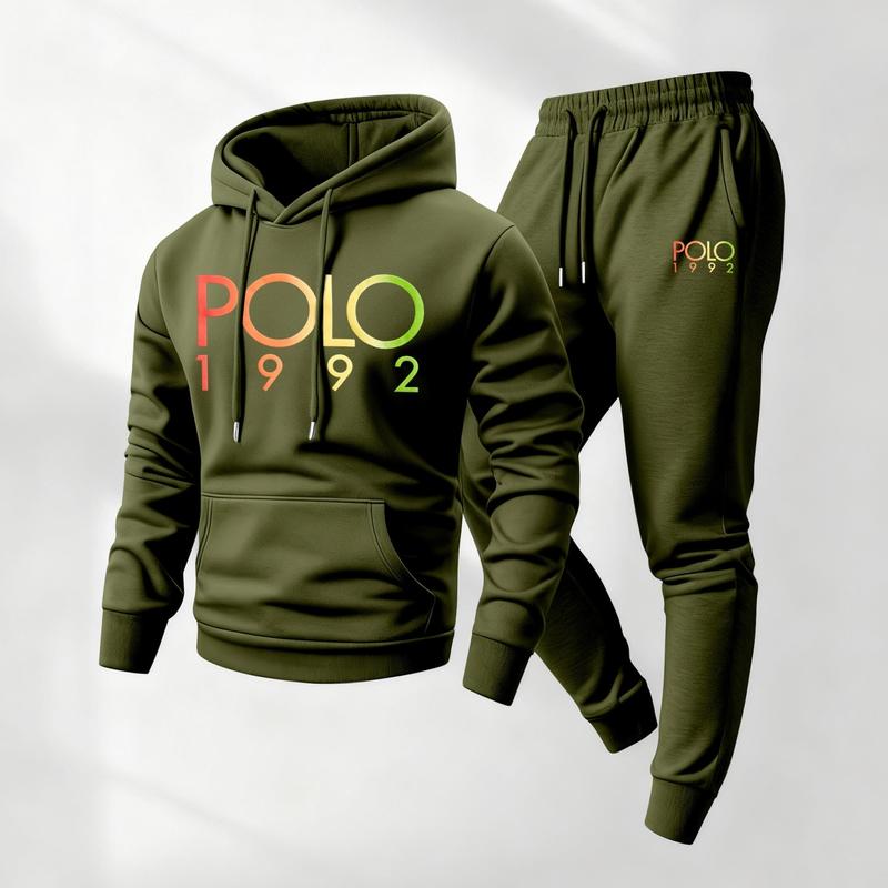 Men’s Casual Printed Hoodie & Drawstring Sweatpants Set