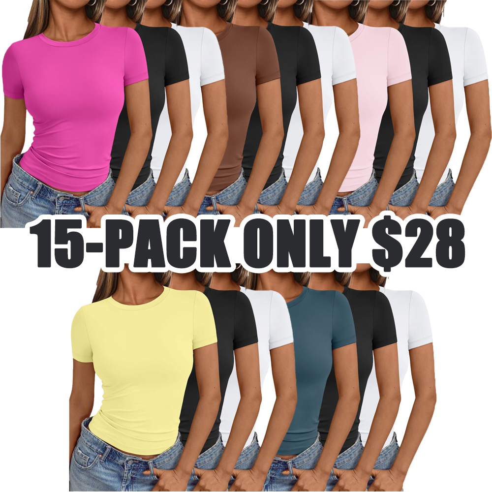 Womens Short Sleeve Shirts Basic Going Out Streetwear Tops Slim Fit Crop Tops 2025 Y2k Clothes Summer Casual Tshirt Skinny Elastic