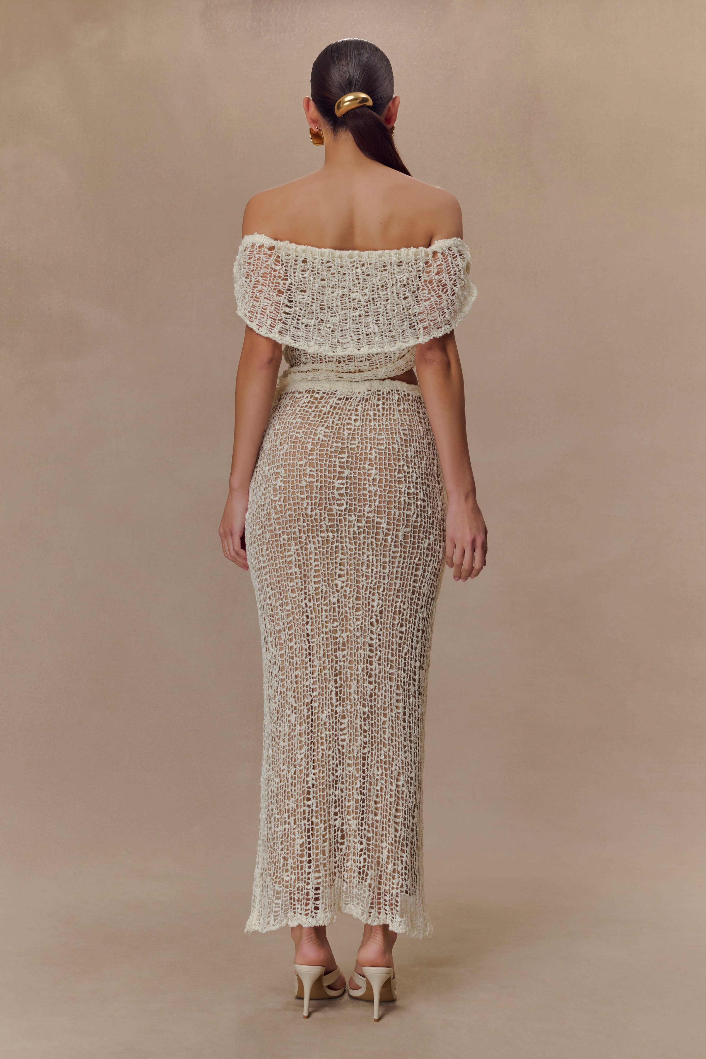 Ivory Off Shoulder Knit Top