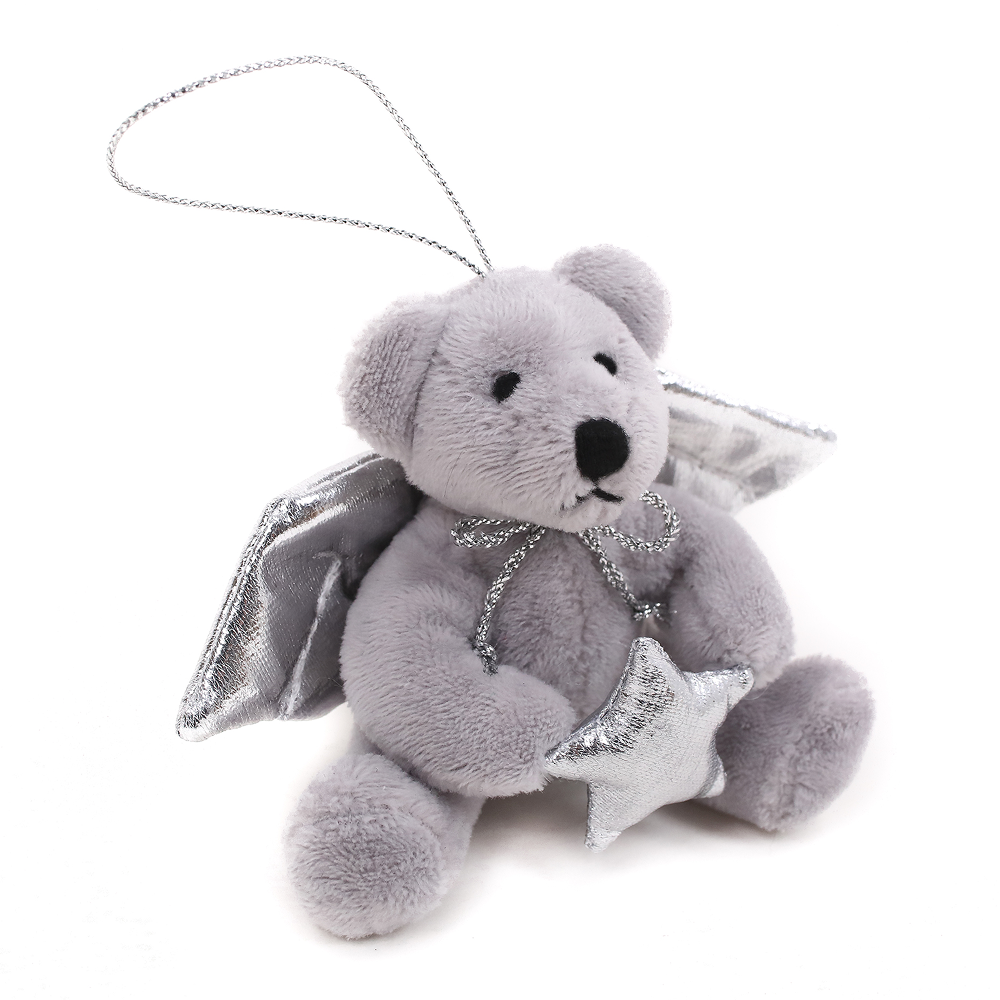 Christmas Silver Angel Bear 4inch Keychain