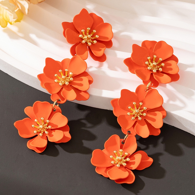 Holiday Style Floral Long Earrings