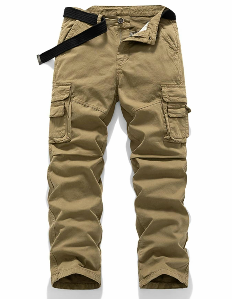 Men's Casual Straight-Leg Cargo Pants with Belt – Multi-Pocket, All-Season Comfort for Daily Streetwear