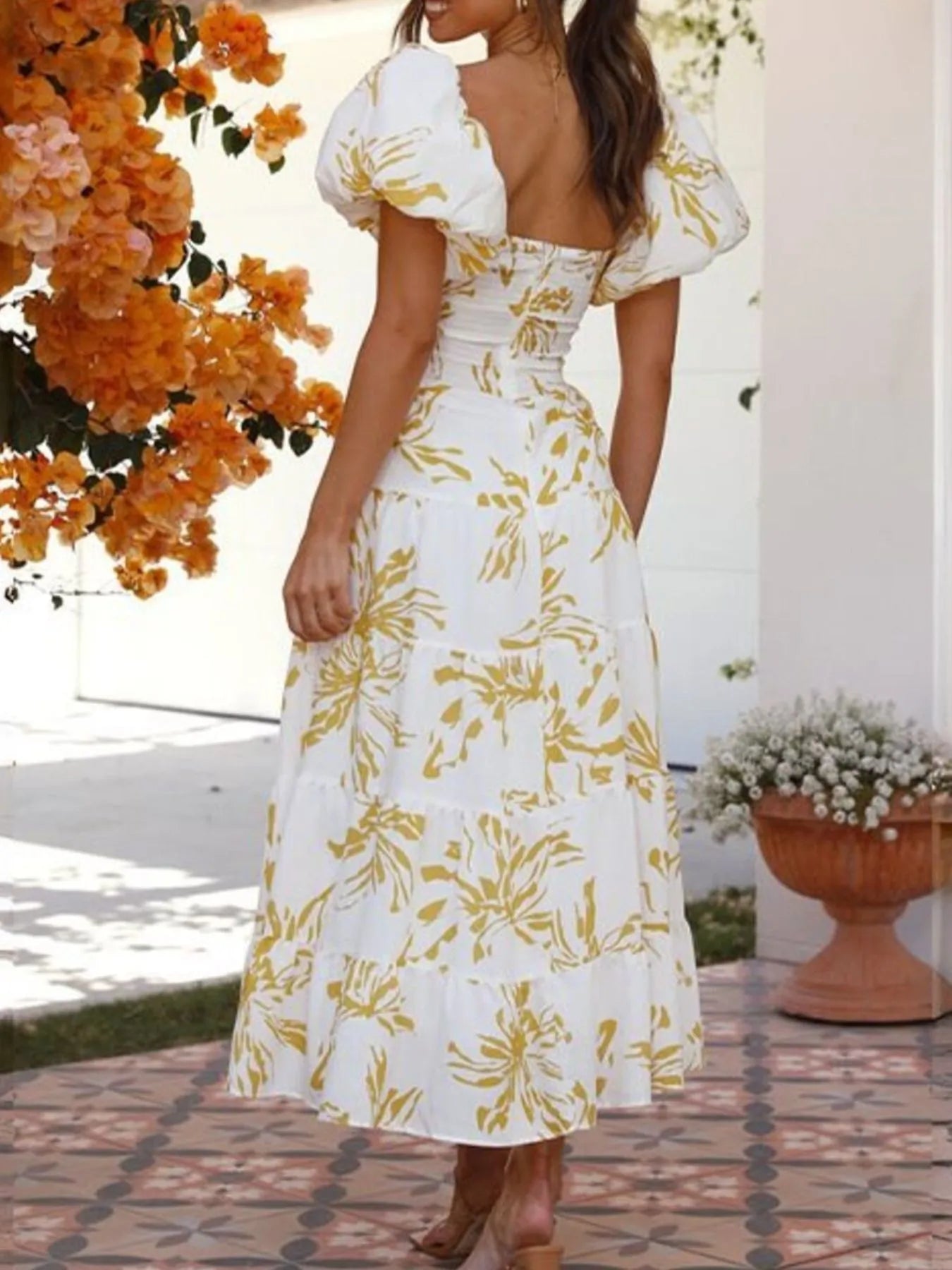 Off-Shoulder Floral Tiered Dress with Ruffle Details