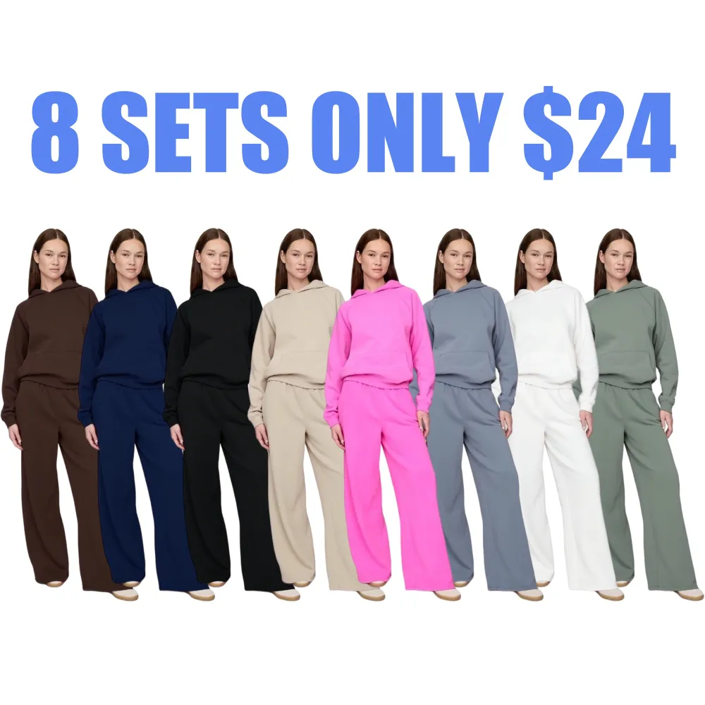Women's Vintage Soft Lounge Hoodie & Wide-Leg Sweatpants Set