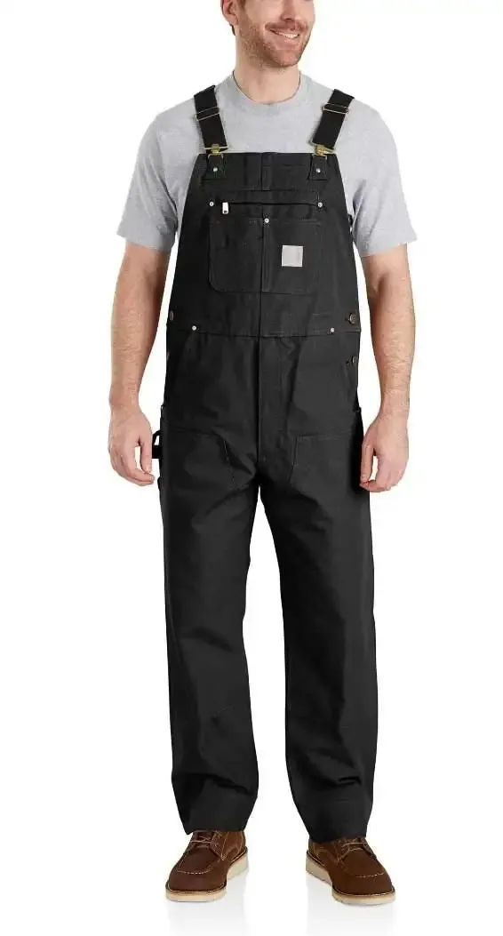 Men's Denim Bib Overalls, Workwear with Adjustable Straps and Convenient Tool Pockets