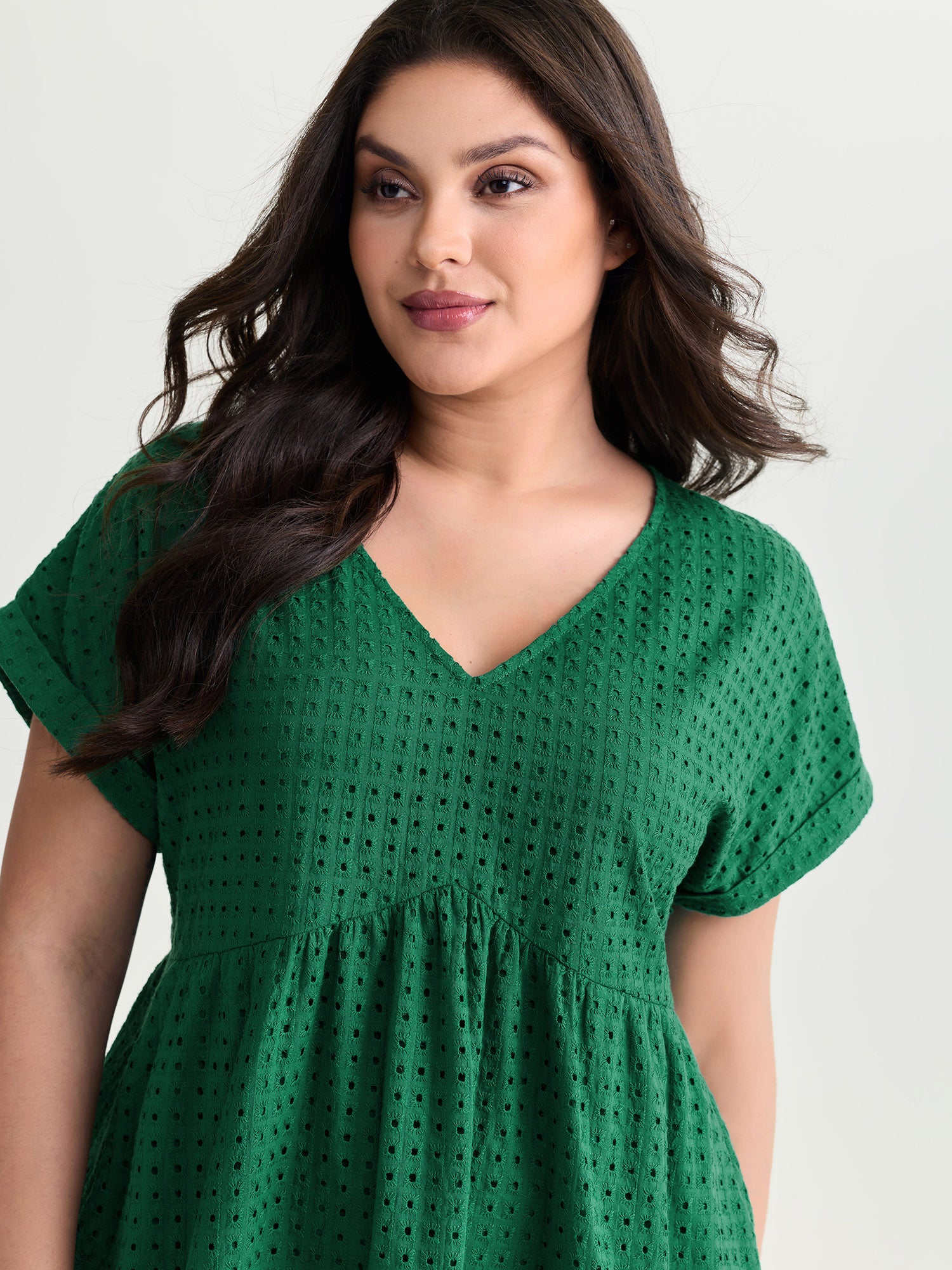 Cotton V-Neck Tiered Mini Dress