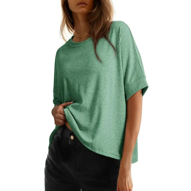 Women's Tops for Women 2026 Loose Oversized Basic Tee Comfortable Soft Fabric Flattering Fit - Womenswear