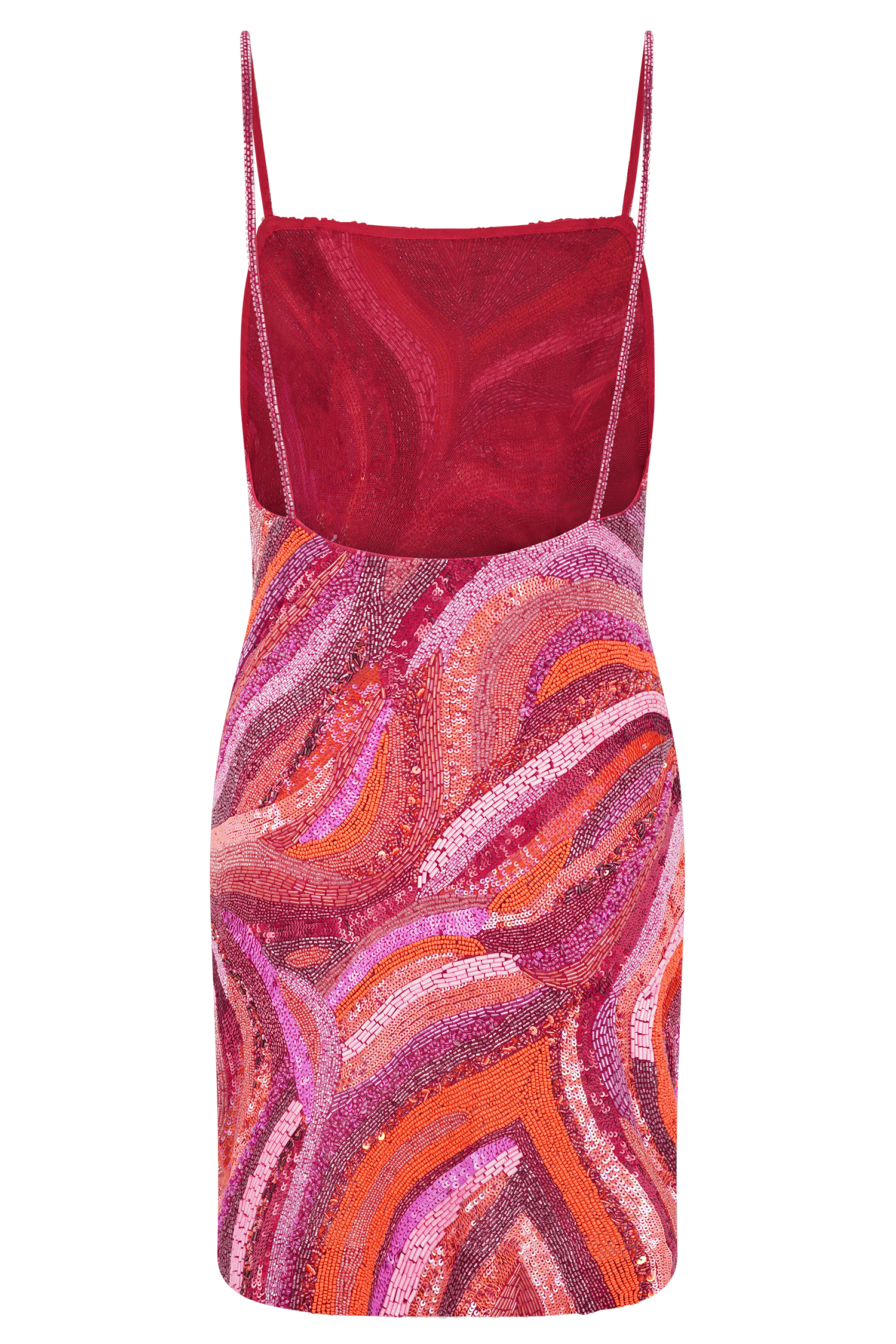 Print Hand Beaded Mini Dress