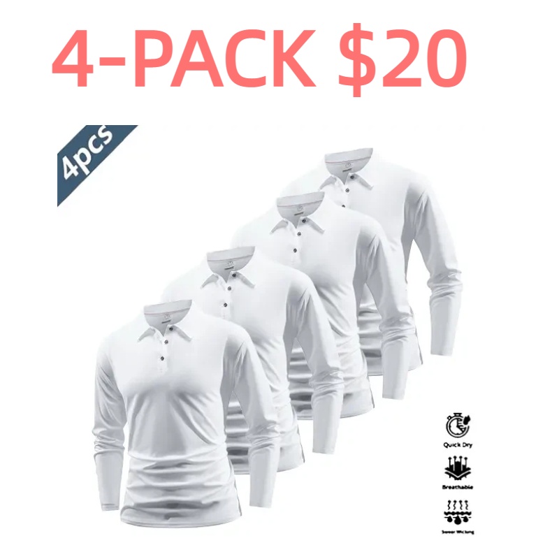 Men's 4-Piece Long-Sleeve Polo Shirt Set