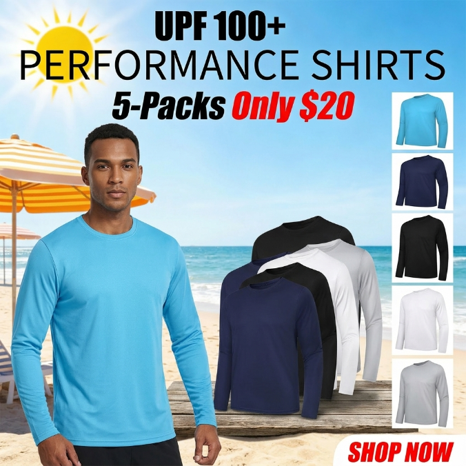 Men’s UPF Performance Long Sleeve Work T-Shirts (Moisture-Wicking & Quick-Dry)