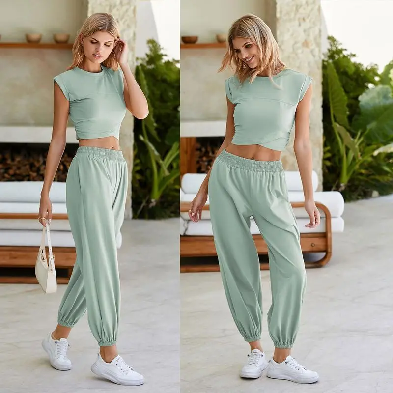 Women's Two-Piece Casual Suit Short Top (Under $3 a set!)