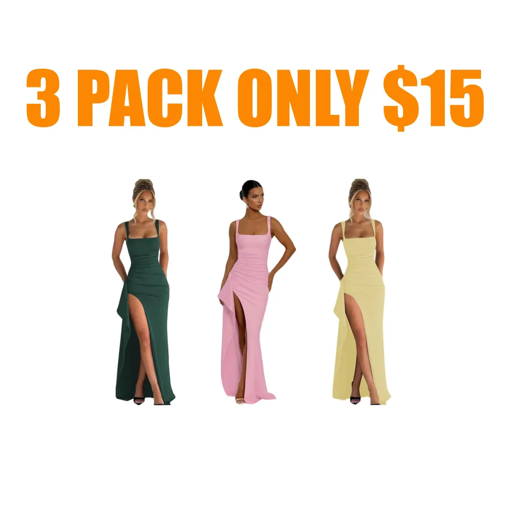 Women's Plain Split Thigh Backless Dress