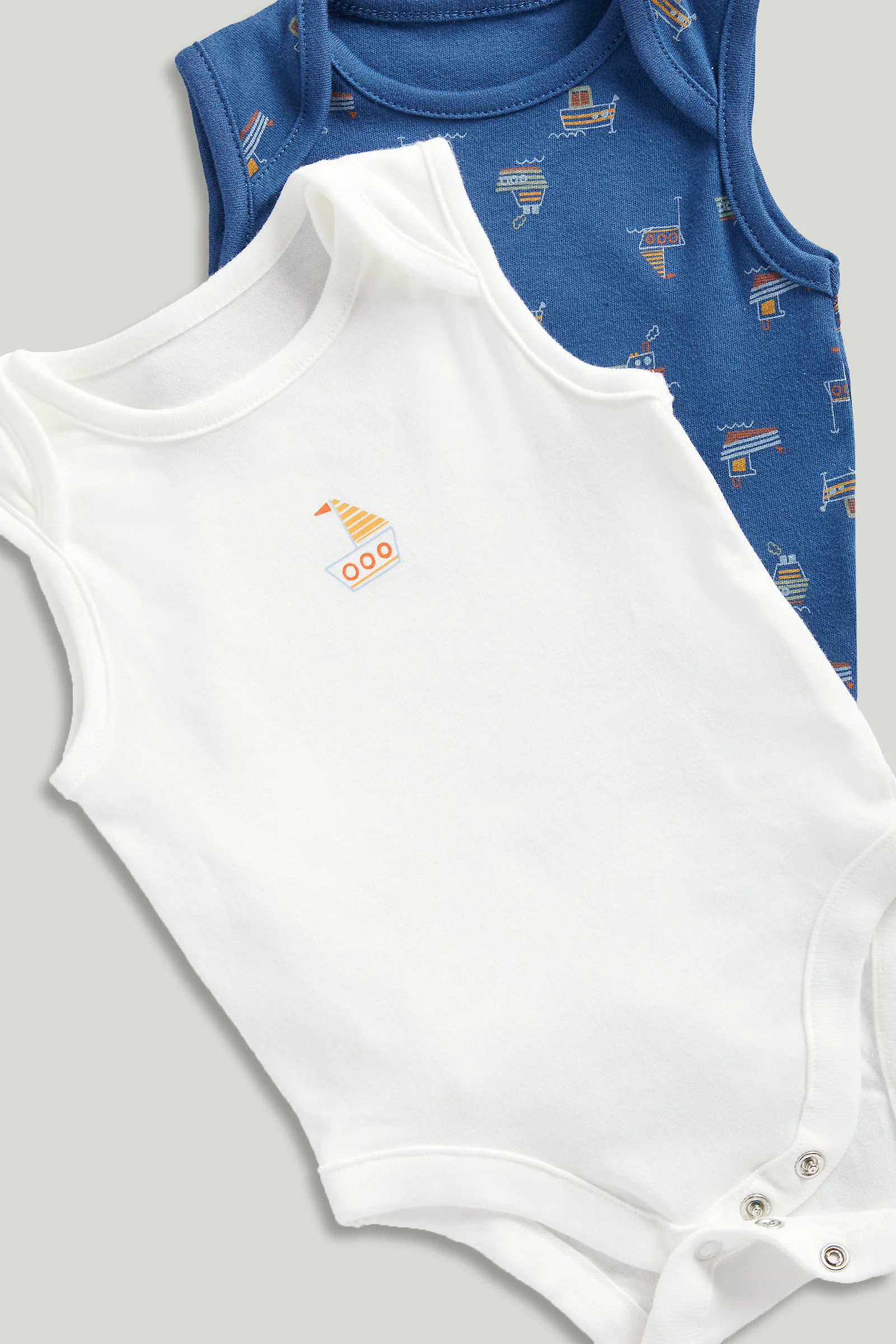 5 Pack Boat and Stripe Sleeveless Bodysuits