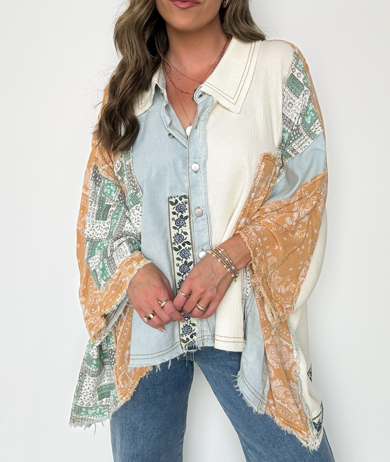 Patchwork Contrast Denim Shirt