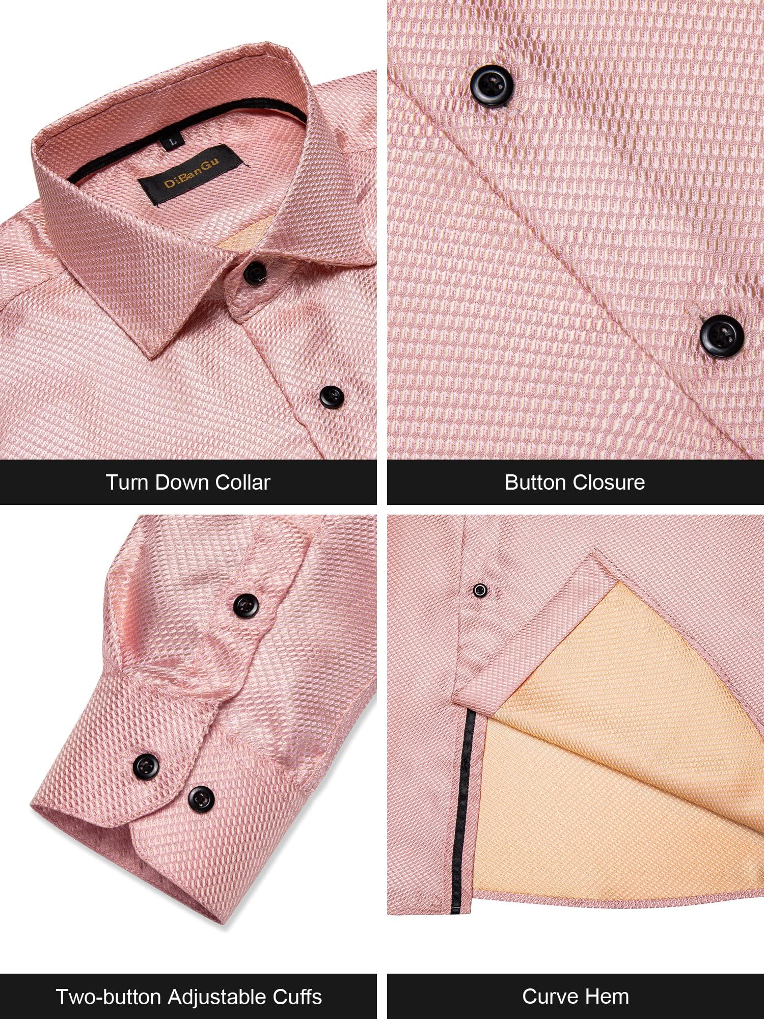 Men's Paisley Dress Shirt Long Sleeve Wrinkle Free Button Down Cowboy Shirts - Blush Pink&paisley