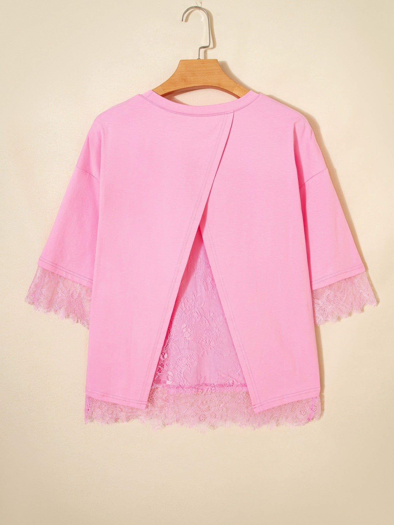 Floral Lace Patchwork Half Sleeve Oversize Tee