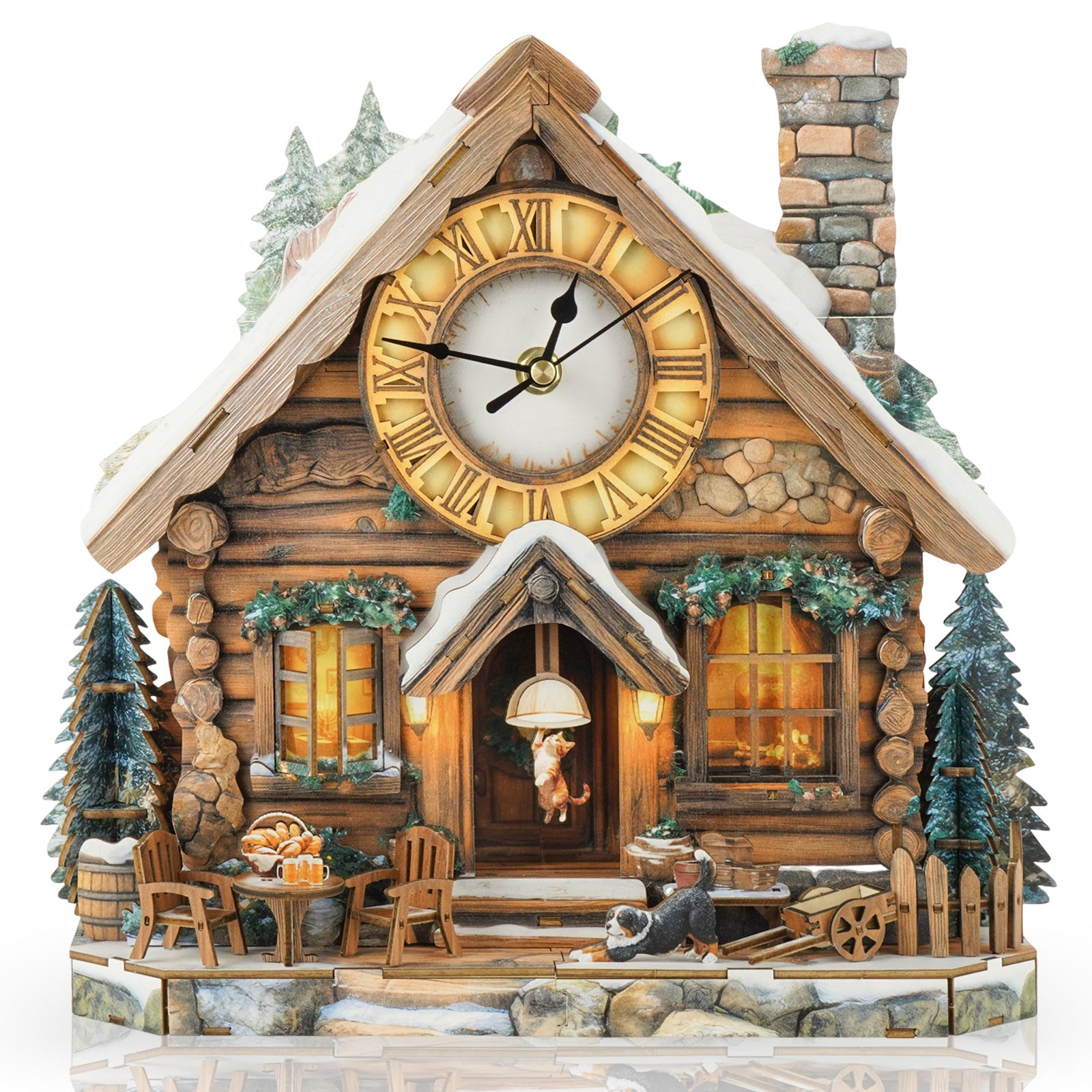 Swiss Chalet â€“ DIY Wooden Clock, 3D Puzzle Craft Kit