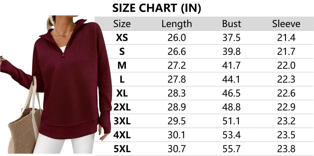 Women's Long Sleeve Quarter Zip Pullover Sweater