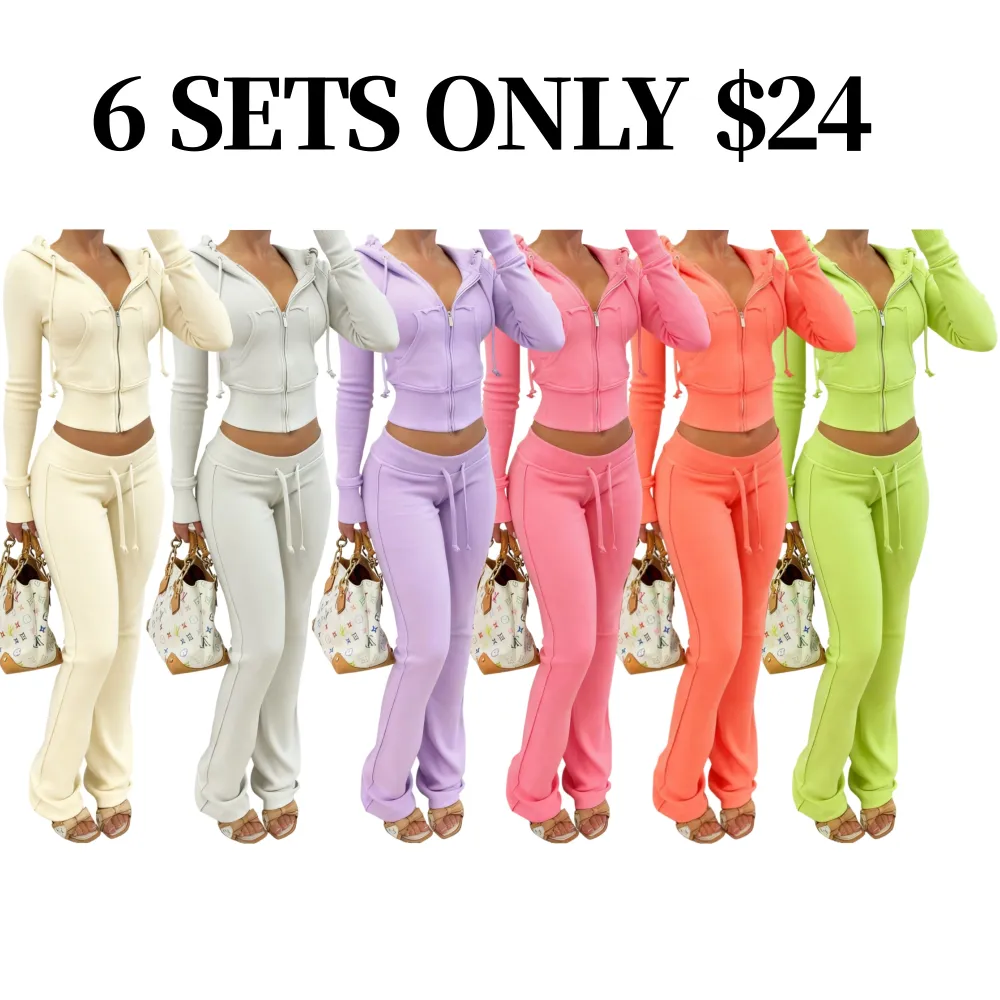 Women's Cropped Zip-Up Two-Piece Set