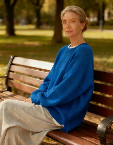 Women's Drop Shoulder Split Hem Sweater