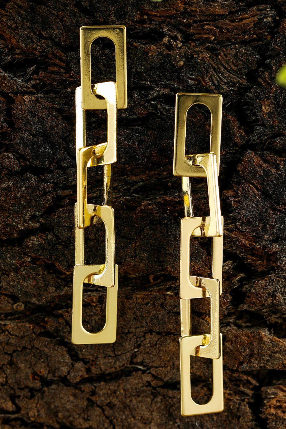 Gold Chain Connect Alloy Dangle Earrings