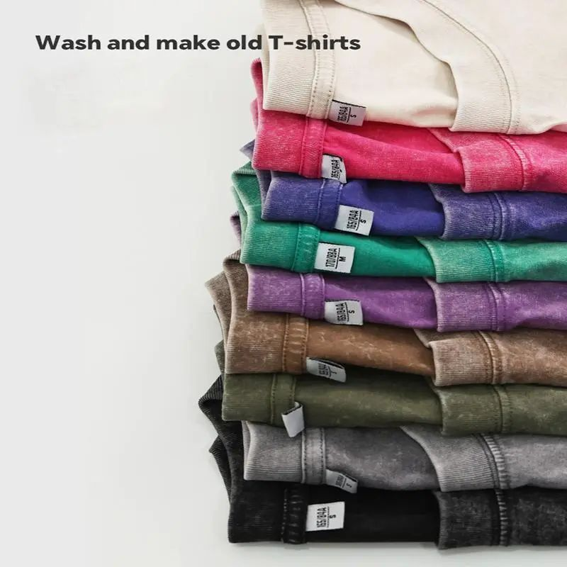 1/4 Pack Oversized Tshirts for Gym Vintage Heavyweight T Shirts Cotton Workout Acid Wash Baggy Tees