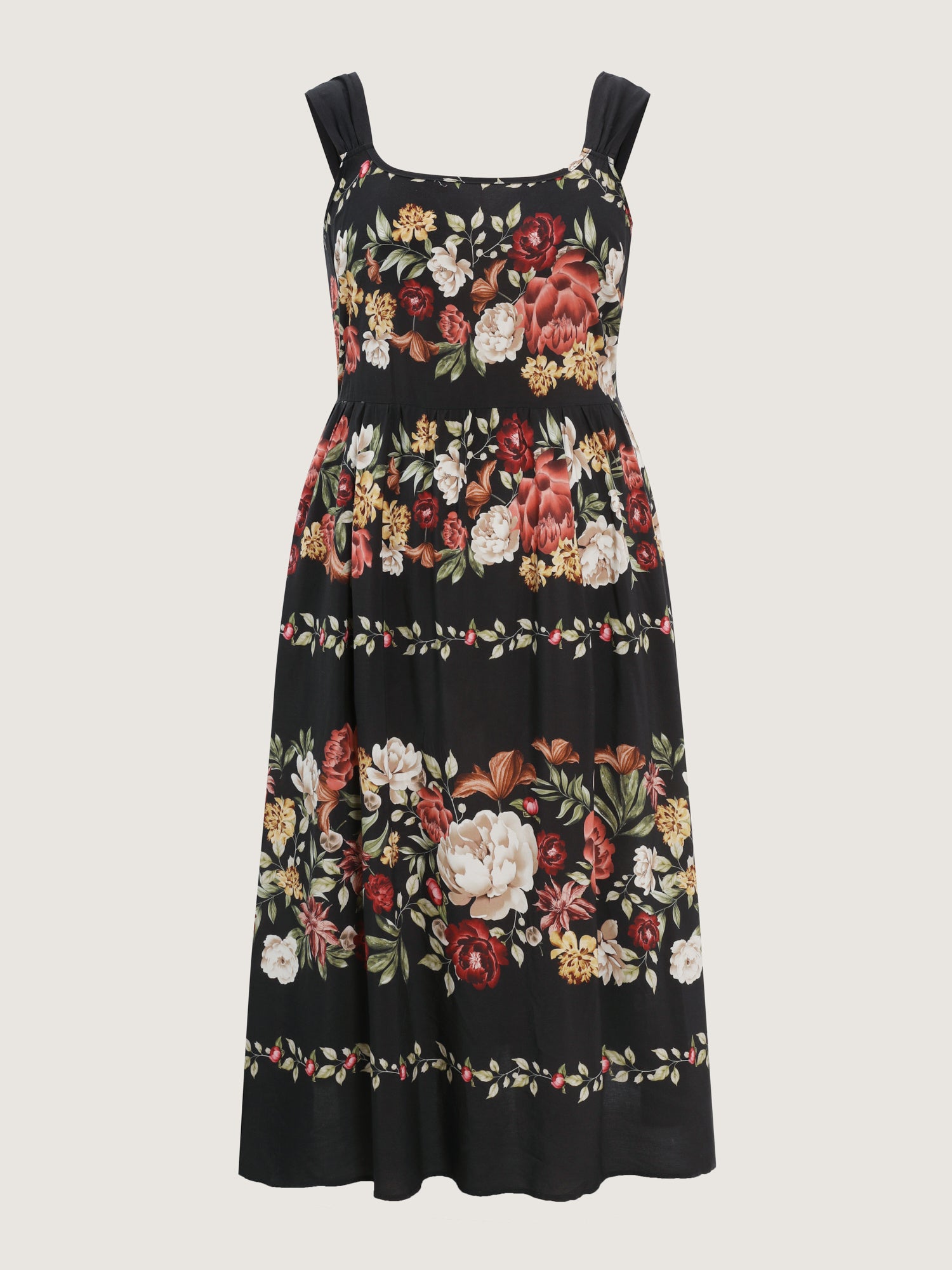 Blooming Florals Shirred Pockets Maxi Dress