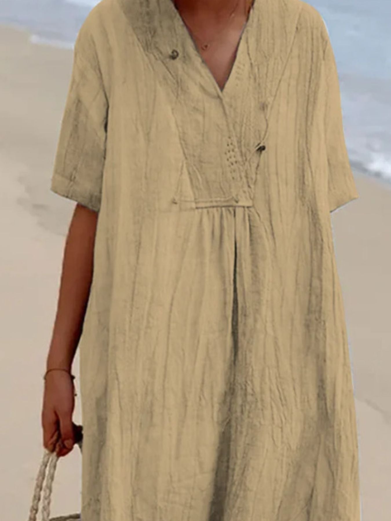 Casual Loose Short Sleeve Midi Dress