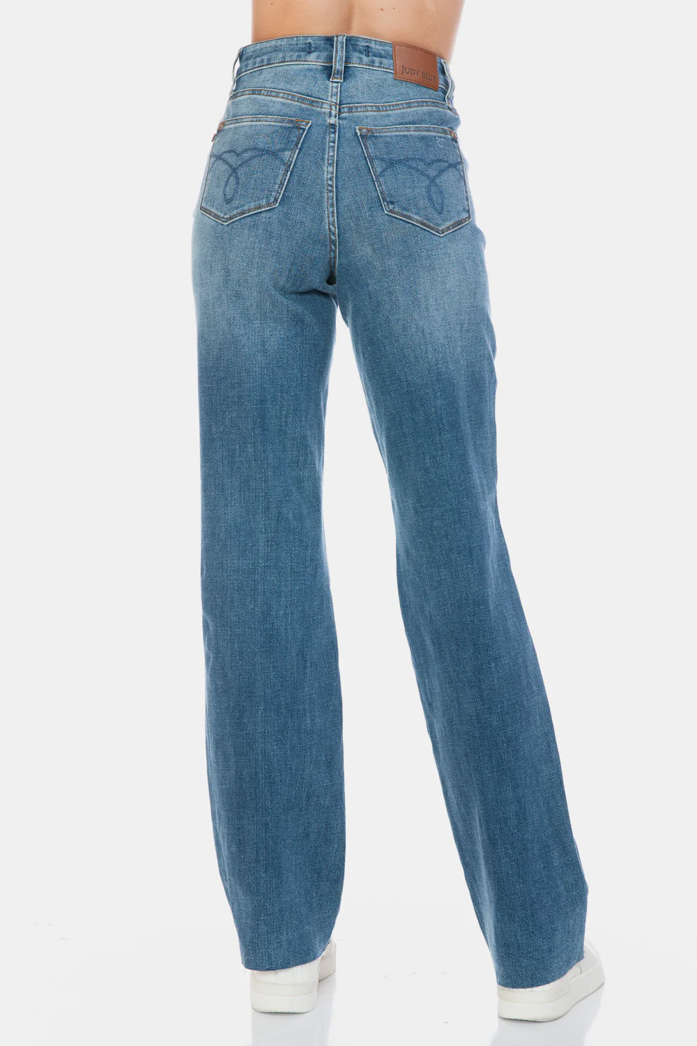 Blue Full Size Tummy Control Cut Raw Hem Straight Jeans