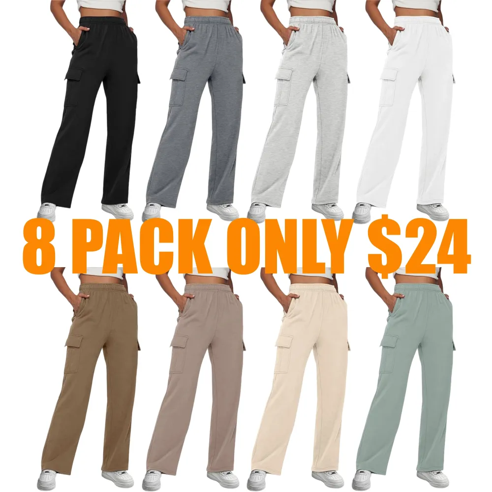 Womens High Waist Cargo Sweatpants Baggy