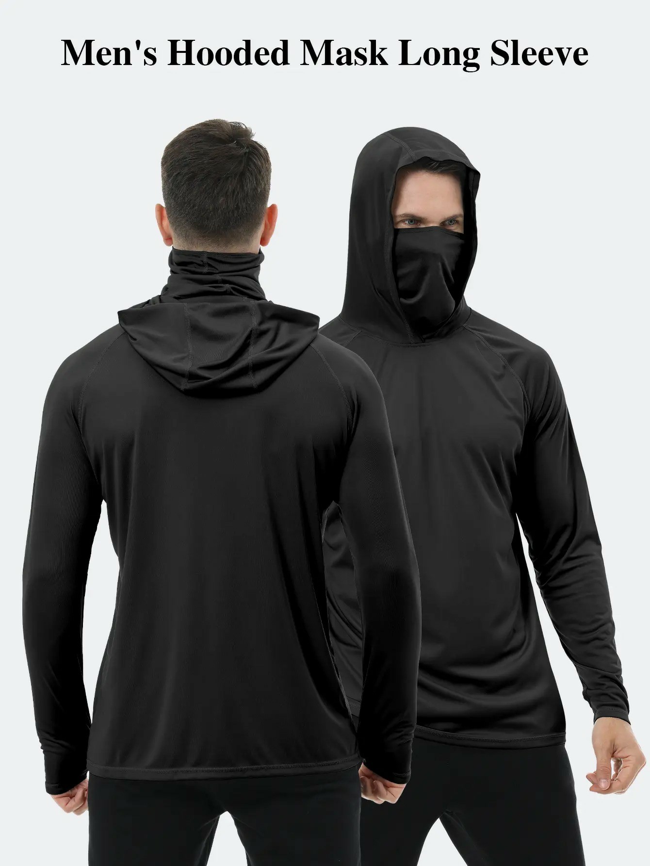 Men's UPF Performance Hoodie Shirt with Face Cover – Long Sleeve Sun Protection Tops