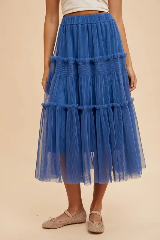 Wear Tulle Tiered Midi Skirt
