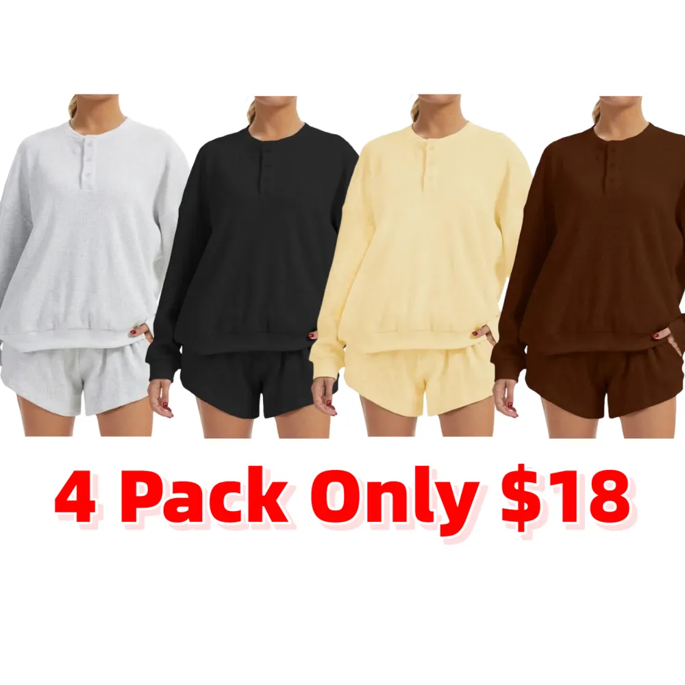 Women's Oversized Waffle Knit Lounge Set