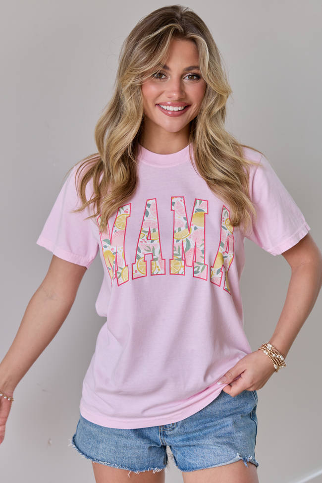 Mama Lemons Print Light Pink Graphic Tee