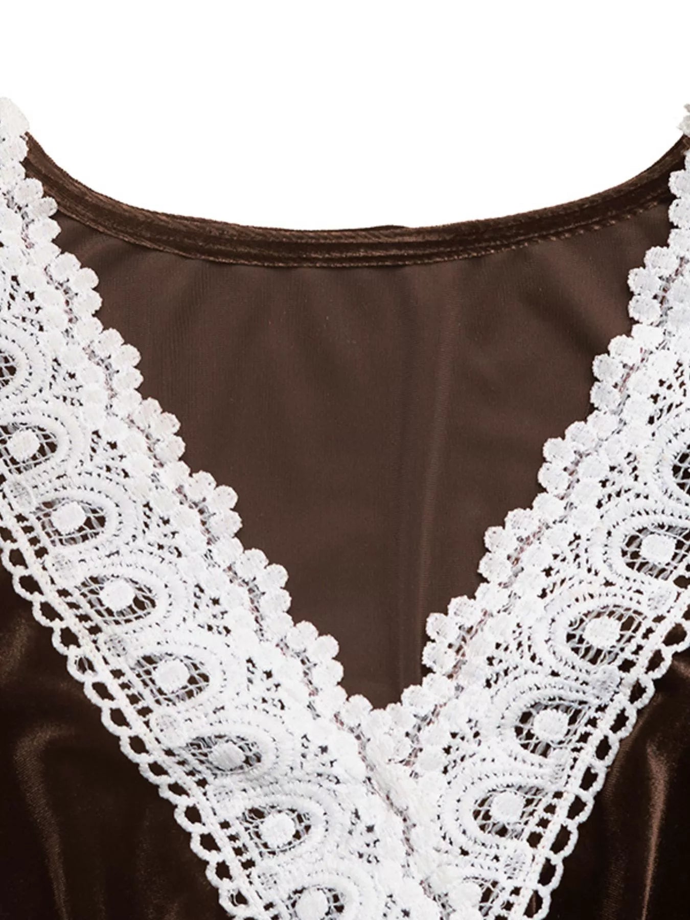 Velvet A-Line Dress with Lace Trim