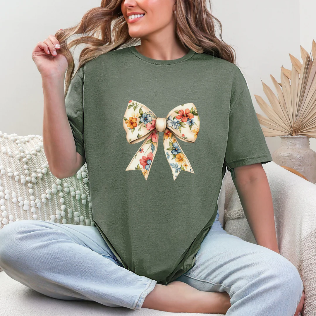 Coquette Floral Bow Graphic Tee