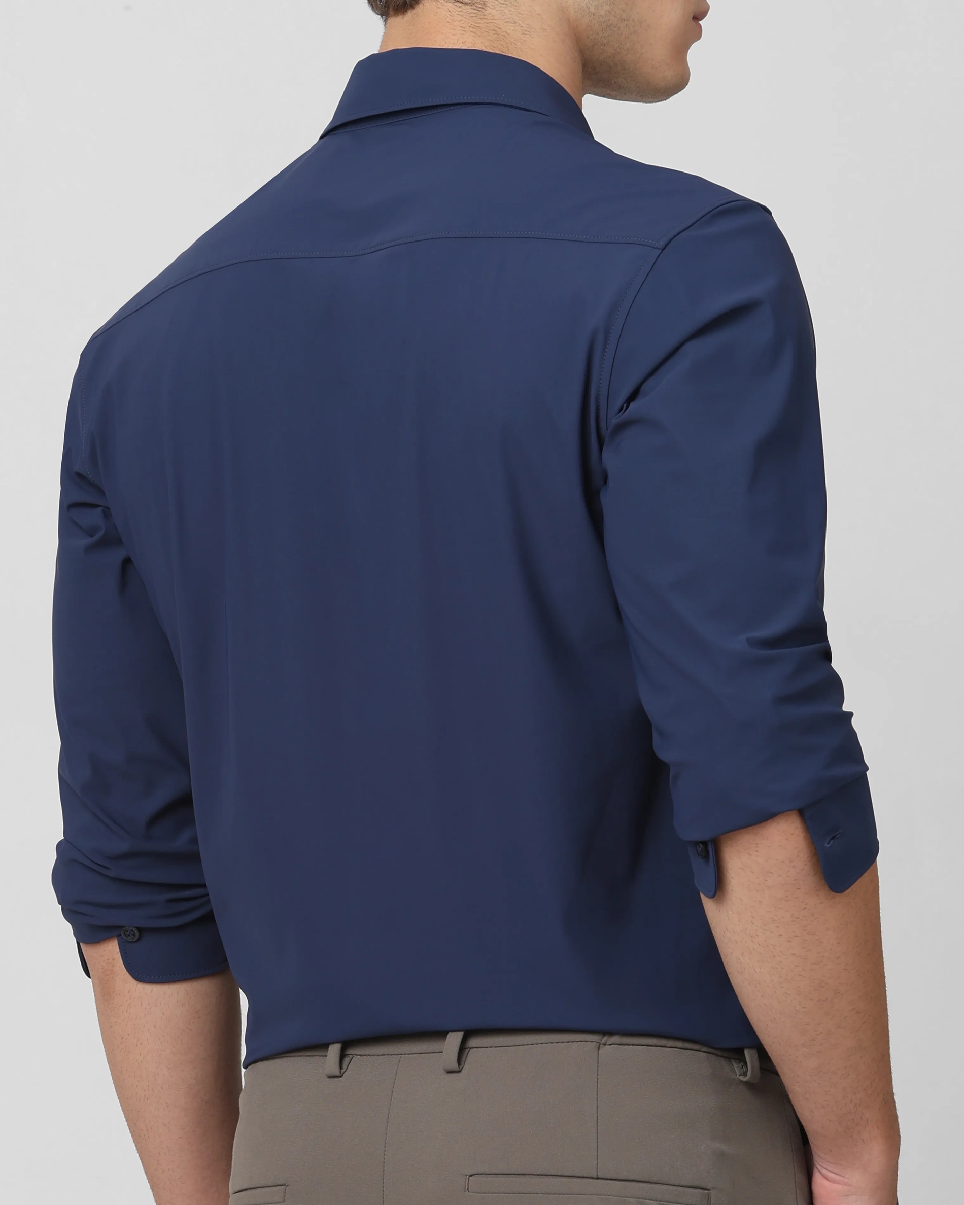 Leisure Soft And Comfortable Slim-Fit Dark Navy Shirt