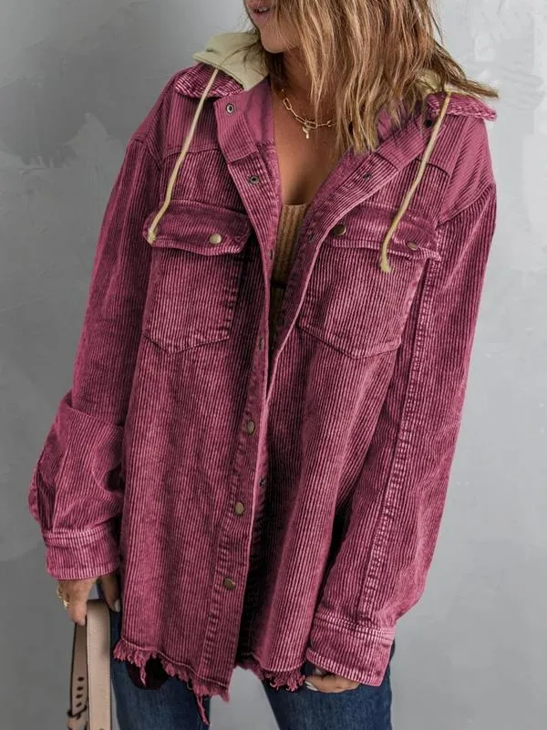 Women's Colorblock Button Front Corduroy Jacket