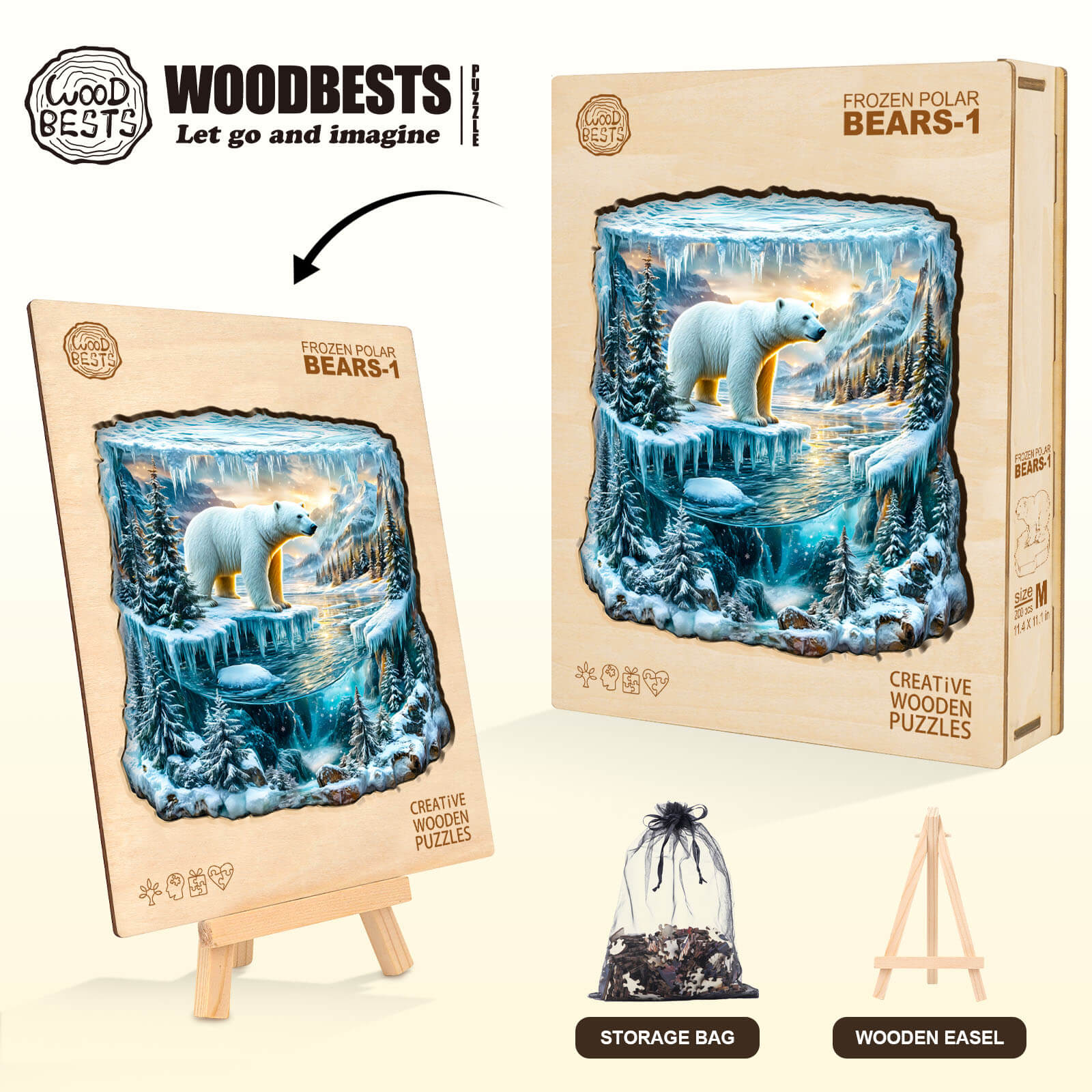 Frozen polar bears-1 Wooden Jigsaw Puzzle