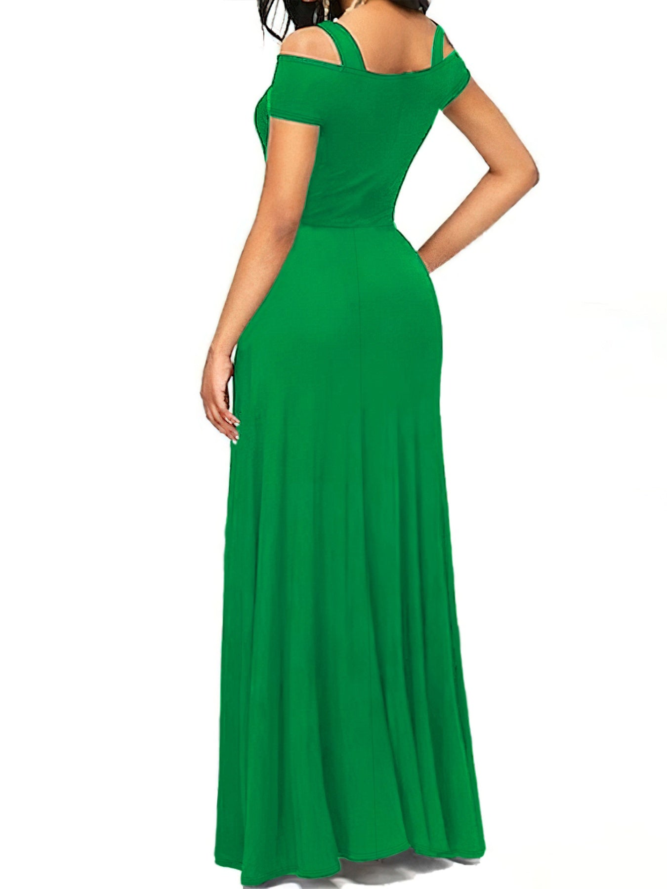 Elegant Off-Shoulder Slit Maxi Dress